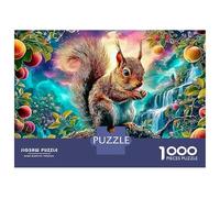 Fantaisie d'écureuil Jeu De Puzzle Écureuil dans la forêt 1000 Pcs Carton Épais pour La Famille Facile À Assembler Activité Parent-Enfant Décoration Murale Exclusif 38x26cm/1000pcs