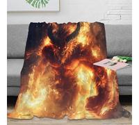 Fantaisie Feu Plaid 3D Imprimé Microfibre Décor Maison Couverture Monstre de Flammes pour Canapé Chambre Adulte 40x50(100x130cm)