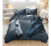 Fantaisie Hyperréaliste Respirable Housse de Couette, Animaux Mythiques Licorne Dragon Parure de Lit Literie Set Garçons et Filles Réversible Ensemble de Literie avec taie d'oreiller, 240 x 260 cm