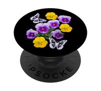 Fantaisie Papillons Blancs Violet Jaune Pensées Formes Mania PopSockets PopGrip Adhésif