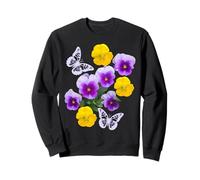 Fantaisie Papillons Blancs Violet Jaune Pensées Formes Mania Sweatshirt