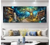 Fantaisie Peinture Diamant, Livre magique Diamond Painting Adulte XXL 60x180cm 5D Diamant Painting Adulte Débutant, DIY Diamond-painting Strass Point de Croix Kit pour Decoration Maison Murale,Model78