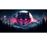Fantaisie Peinture Diamant, Loup Diamond Painting Adulte XXL 50x100cm, 5D Diamant Painting Enfant Débutant, DIY Diamond-painting Strass Point de Croix Kit pour Decoration Maison Murale Cadeau,Model420
