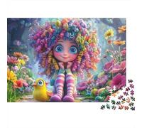 Fantaisie poupée colorée 1000 Pièces Puzzle Unique Décoration Moderne Fille Arc-en-Ciel avec Oiseau Jaune Puzzles Jouets De Difficiles pour La Famille 52x38cm/1000pcs