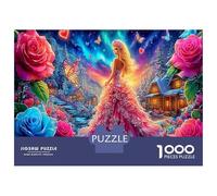 Fantaisie Rose Reine Jigsaw Puzzle Jeu De Décompression 1000 Pièces Fleurs Brillantes Puzzle Art Déco Idées Cadeaux pour Adultes Et Enfants À Partir De 12 Ans 52x38cm/1000pcs