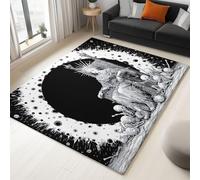 Fantaisie Tapis de Salon Lavable 60 x 90 cm, Faible Poil Antidérapant Adapté à l'aspirateur avec Motif Mystère Crâne Reine Tapis Chambre pour Commercial de Bureau, Noir