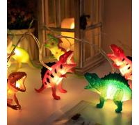Fantasee Guirlande lumineuse 10 LED Dinosaure Fonctionne sur piles 1,5 m Lumière fantastique pour chambre bébé chambre d'enfant décoration fête d'anniversaire (dinosaure multicolore)