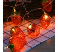 Fantasee Guirlande lumineuse à 20 LED en forme de fraise, fonctionne à piles, idéale pour chambre à coucher, chambre de bébé, chambre d'enfant, décoration de fête d'anniversaire (3 m, 20 LED, fraise)