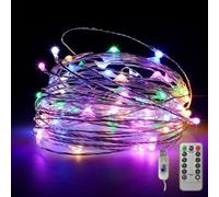 Fantasee Guirlande lumineuse en fil de cuivre LED alimentée par USB avec 8 modes, télécommande avec minuteur pour décoration de fête d'anniversaire, chambre à coucher, mariage, Noël, festival (10 m