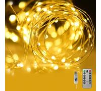 Fantasee Guirlande lumineuse en fil de cuivre LED avec alimentation USB - 8 modes avec minuteur et télécommande pour décoration de maison, chambre, anniversaire, mariage, fête de Noël (4,99 m, 50 LED