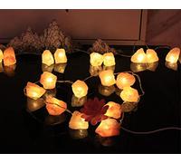 Fantasee Guirlande lumineuse en sel de l'Himalaya, cristal de sel naturel sculpté à la main, libérant des ions négatifs pour chambre, salon, bureau, yoga, veilleuse, cadeau (2 m, 10 LED)