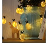 Fantasee Guirlande lumineuse tropicale d'été à piles pour décoration d'intérieur - Fantastique pour chambre à coucher, anniversaire, fête hawaïenne (ananas, 10 LED)