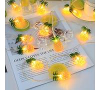Fantasee Guirlande lumineuse tropicale d'été, lumières LED à piles pour décoration de maison, lumières féeriques fantastiques pour la chambre, anniversaire, décoration de fête hawaïenne (ananas, 20