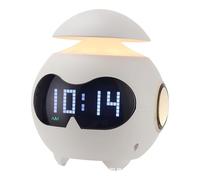 Fantasee Réveil Enfants, réveil USB avec Emoji, Double Alarme, avec veilleuse réglable et Mini Haut-Parleur Bluetooth pour Enfants Adultes Amis Cadeau d'anniversaire (USB Powered, Blanc)