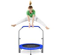 FANTASK Φ101 cm Mini Trampoline jusqu'à 150 kg Pliable pour Adultes et Enfants avec poignée réglable en Hauteur