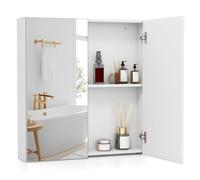 FANTASK Armoire de Salle de Bain, Armoire Murale avec Miroir, Miroir de Salle de Bain, en Bois, 62 x 11,5 x 65 cm, Blanche