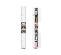 FANTASK Armoire de Salle de Bain, étroite, avec étagères réglables, Porte-Papier Toilette et Crochets latéraux, Armoire de Rangement, pour Cuisine et Salle de Bain, 20 x 20 x 179 cm, Blanche