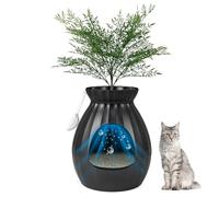 FANTASK Bac à litière pour Chat - 50 x 50 x 59 cm - avec système électronique d'élimination des odeurs - Style Pot de Fleurs avec Plante Artificielle et Cailloux - Noir