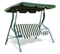 FANTASK Banc à Bascule avec Toit Pare-Soleil réglable, balancelle hollywoodienne 3 Places, pour Jardin, terrasse et arrière-Cour, 172 x 110 x 154 cm, Vert et Blanc