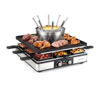 FANTASK Barbecue à raclette pour 8 personnes, barbecue de table, 2200 W | Barbecue électrique de table avec 8 poêles, 8 spatules en bois, 8 fondue et plaque de cuisson antiadhésive, pour la maison