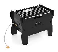 FANTASK Barbecue de table 2 en 1 et barbecue au charbon de bois, petit foyer portable avec grille en acier inoxydable et sac de transport, barbecue à gaz en métal pour pique-nique, camping, barbecue