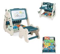 FANTASK Bibliothèque 3 en 1 pour Enfants, Tableau et Ensemble de sièges, avec Tabouret et Accessoires de Peinture