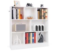 FANTASK Bibliothèque à 8 Compartiments, Horizontale, latérale ou Gauche, à 3 Niveaux, étagère de Rangement avec 8 Compartiments, pour Salon, Chambre à Coucher, Bureau, 100 x 24 x 104 cm (Blanc)