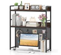 FANTASK Bibliothèque avec Tableau perforé pour Bureau, Cadre en métal pour écrans de 32 ", étagère de Bureau (94 x 27 x 103 cm)