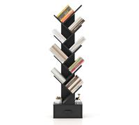 FANTASK Bibliothèque avec tiroir à 8 étages, en Forme d'arbre, étagère pour CD et DVD, pour Chambre à Coucher, Salon et Bureau à Domicile, 38 x 21,5 x 149,5 cm (Noir)