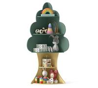 FANTASK Bibliothèque d'angle pour Enfant en Forme d'arbre à 5 Niveaux en Bois pour Chambre d'enfant, Salle de Jeux, 48 x 48 x 132 cm, Verte