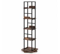 FANTASK Bibliothèque rotative Marron | Étagère sur pied à 5 niveaux ouverts, étagère de cuisine, étagère de rangement pour salon, cuisine, chambre à coucher