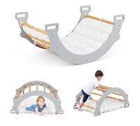 FANTASK Cadre d'escalade d'intérieur pour se Balancer, escalader et Ramper, Triangle d'escalade avec Coussin Doux pour Enfants à partir de 3 Ans (Gris)