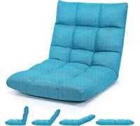 FANTASK Chaise de Sol, avec Dossier réglable, Coussin de Sol Pliable, Turquoise, rembourrée, Chaise de méditation, Fauteuil de Relaxation, pour Les Loisirs et Le Yoga