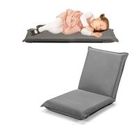 FANTASK Chaise de Sol, canapé de Jeu, rembourrée, Chaise de méditation, avec Dossier réglable en 6 Niveaux, Gris