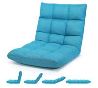 FANTASK Chaise de Sol, Pliable, avec Dossier réglable, Chaise de méditation, Coussin thaï, Fauteuil de Sol, rembourré, Fauteuil de Relaxation, pour Yoga, Loisirs, méditation, Turquoise