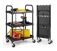FANTASK Chariot Pliable sur roulettes avec 3 étagères spacieuses, Chariot d'atelier