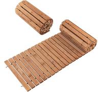 FANTASK Chemin de Jardin déroulable en Bois - 245 cm - Largeur : 55 cm - Chemin Roulant avec Fil d'acier - Marron Clair