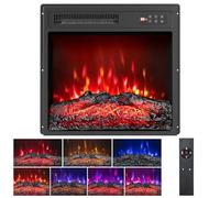 FANTASK Cheminée électrique encastrable 18" 750 W/1500 W avec télécommande, 7 Couleurs de Flamme réalistes, 5 Niveaux de luminosité réglables, minuterie 8 Heures, Insert de cheminée électrique