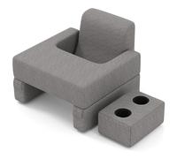 FANTASK Coussin de Lecture, pour lit et canapé, combinable, avec Porte-gobelet et Housse Lavable, Coussin de Bureau réglable pour Ordinateur Portable, pour Lire, Jouer, Travailler, écrire (Gris)