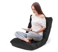 FANTASK Coussin de Sol, avec Dossier réglable, Fauteuil de Sol rembourré, Chaise de Sol, Chaise de méditation, Coussin thaï