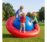 FANTASK Dôme d'escalade Gonflable de 223 cm avec 6 poignées intégrées, balançoire en dôme pour Rouler, Incliner, Grimper et Sauter, balançoire d'extérieur pour Enfants à partir de 5 Ans, Rouge + Bleu