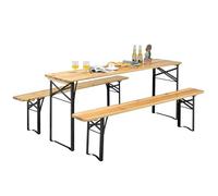 FANTASK Ensemble Table de Camping 3 pièces avec 2 bancs - Cadre en métal - Table de Pique-Nique - Table à bière pour terrasse et Jardin - 178 x 46 x 76 cm