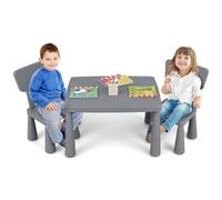 FANTASK Ensemble Table et 2 chaises en Plastique pour Enfant - 3 pièces - pour Maternelle et Chambre d'enfant - Gris