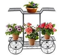 FANTASK Étagère à plantes en métal noir avec 6 étagères pour l'intérieur et l'extérieur