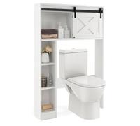 FANTASK Étagère de Toilette avec Porte coulissante - en Bois - Blanc
