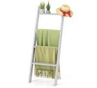 FANTASK Étagère échelle à 4 Niveaux, 128 cm, Porte-Serviettes avec Support de Plafond, échelle Murale, Charge maximale : 50 kg par Niveau, pour Salle de Bain, Chambre à Coucher (Gris)