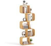 FANTASK Étagère sur Pied, en Forme de S, étagère à Livres en Bambou, étagère décorative géométrique pour Bureau, Salon et Bureau