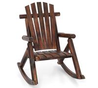 FANTASK Fauteuil à Bascule en Bois Massif - Chaise de Relaxation Rustique avec Dossier Haut et sommier à Lattes - pour Jardin, terrasse, Balcon