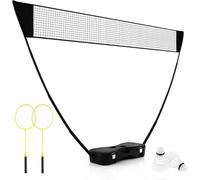FANTASK Filet de Badminton Portable avec Raquettes, 2 Volants, Filet et boîte de Rangement, Noir