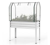 FANTASK Jardinière 3 en 1 avec Couvercle en polyéthylène, 112 x 55 x 152 cm, jardinière surélevée avec Porte Enroulable, Plate-Bande de Jardin en métal galvanisé, jardinière d'herbes aromatiques pour